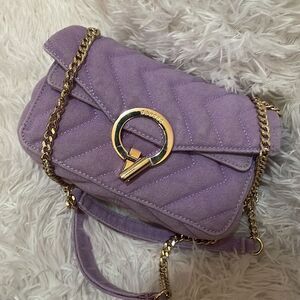 Sandro YZA pastel purple purse • adjustable crossbody & shoulder strap • gold